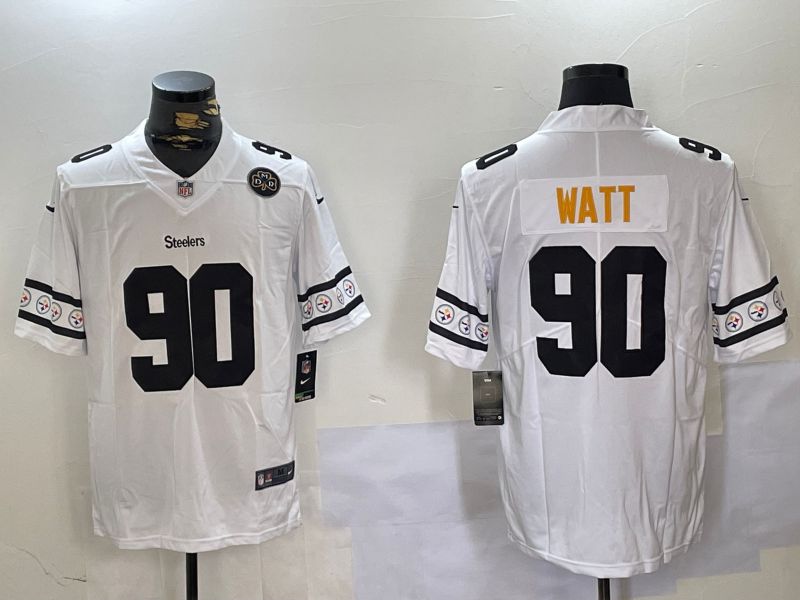 Men Pittsburgh Steelers #90 Watt White 2024 Nike Vapor Limited NFL Jersey style 5->pittsburgh steelers->NFL Jersey